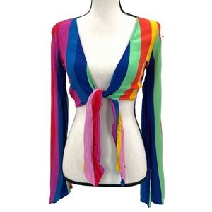 FOREVER21 STRIPED SMALL RAINBOW CROP TOP.